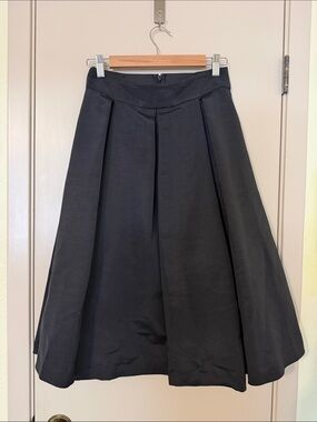 Eliza J Black A-Line Midi Skirt with Pleated Panels